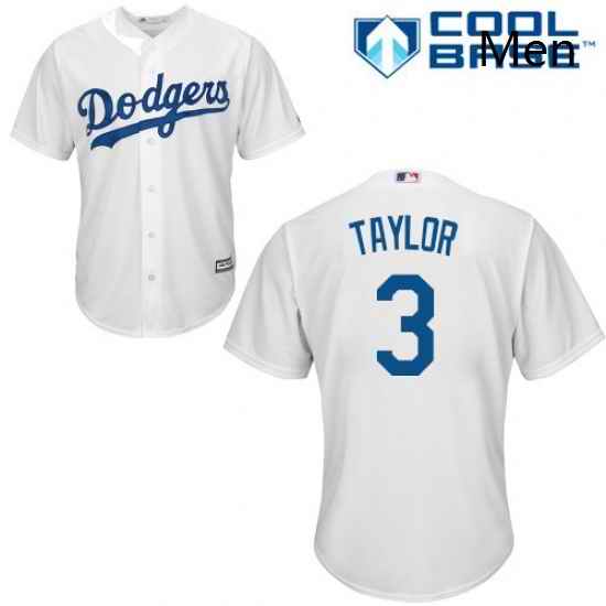 Mens Majestic Los Angeles Dodgers 3 Chris Taylor Replica White Home Cool Base MLB Jersey